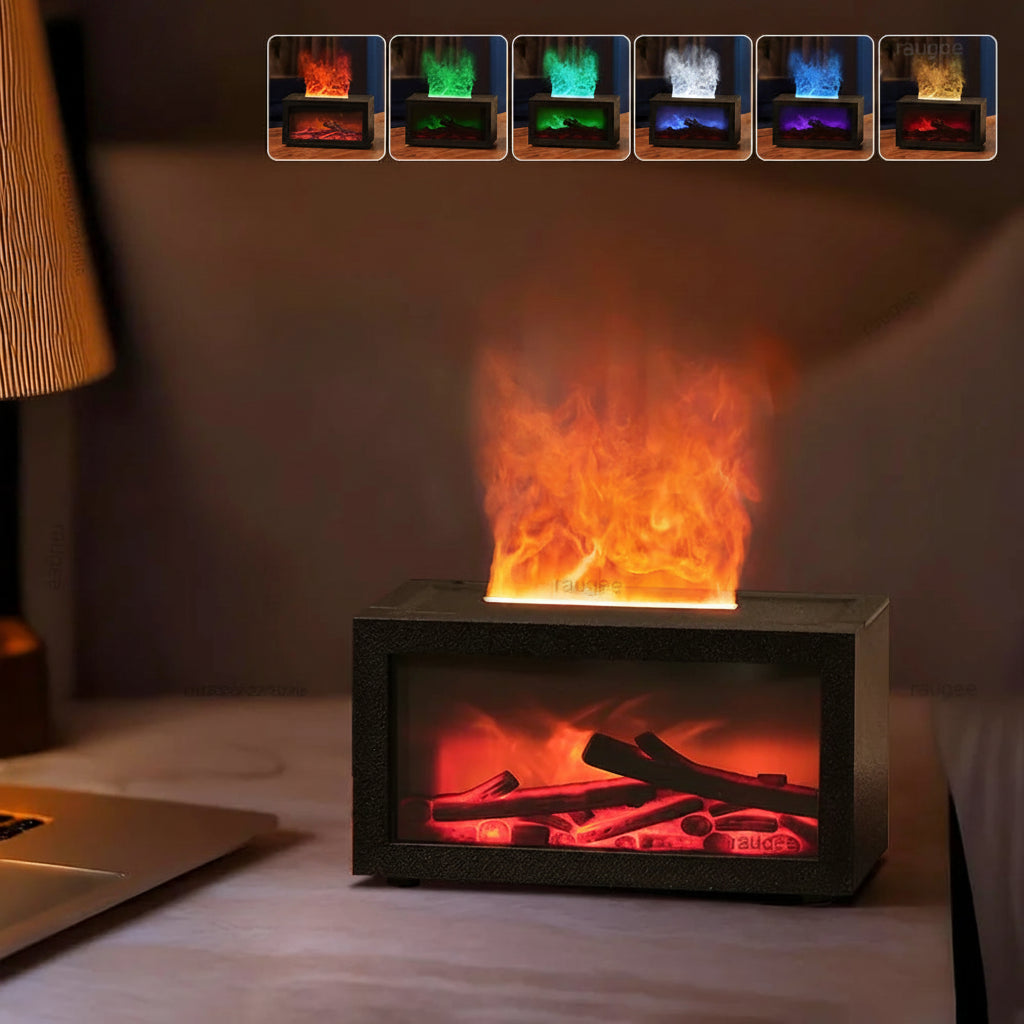 Diffuseur d'Huiles Essentielles Effet Cheminée & Flammes Relaxante