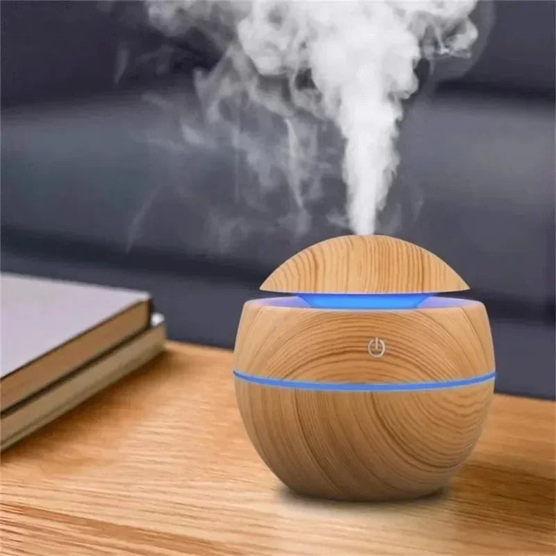 Mini Diffuseur Compact Finition Bois- Brume Ultrasonique USB