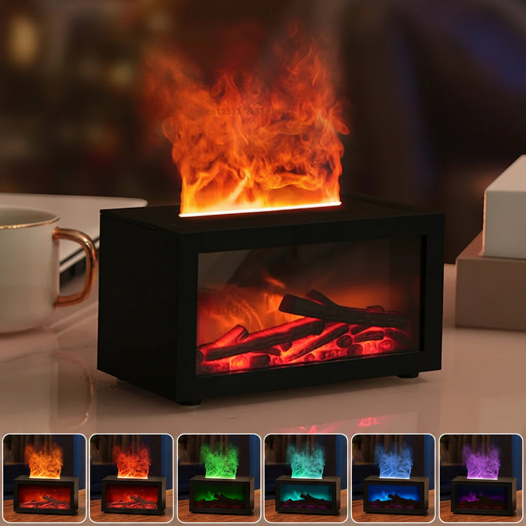 Diffuseur d'Huiles Essentielles Effet Cheminée & Flammes Relaxante