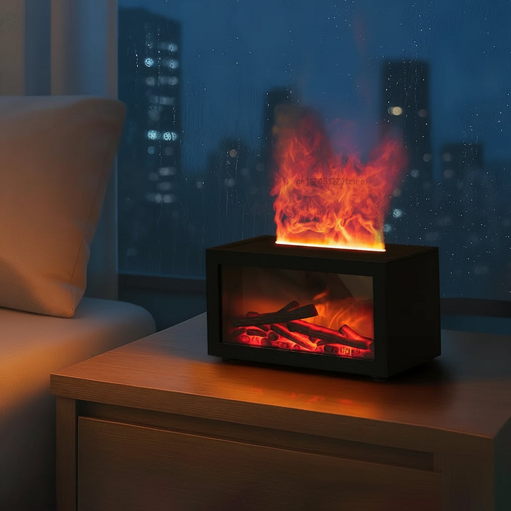 Diffuseur d'Huiles Essentielles Effet Cheminée & Flammes Relaxante